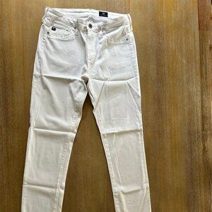 Pre-owned AG The Prima Mid-Rise Cigarette Jeans in White, Size 27R